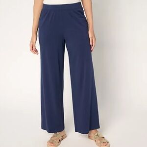 Denim & Co Beach Navy Wide-Leg Pants Sz Med petite